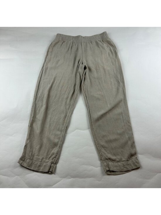 Old Navy Pants - Old Navy Flax Linen Blend Tapered Straight Leg Pull On Pant S
